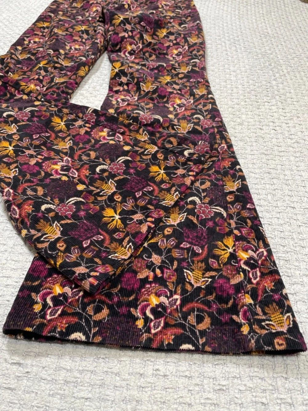 Wrangler High Rise Fierce Flare Corduroy Pants Retro Floral Pattern Size 4 - Picture 6 of 16